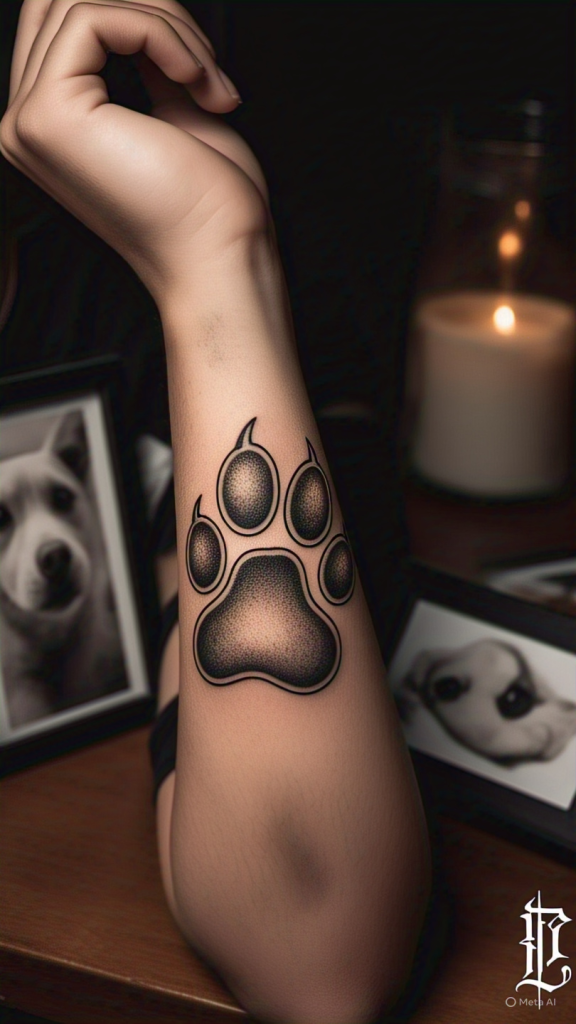 Pet Memorial Paw Print Tattoo